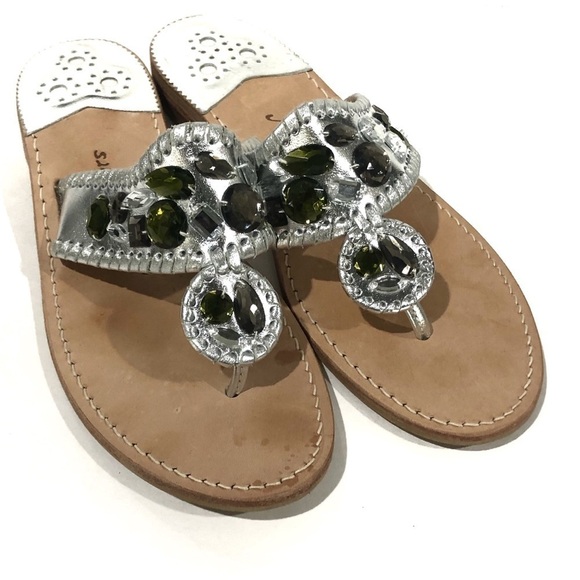 Jack Rogers Jeweled Gemstone Navajo Flat  Flip Flop Thong Sandals - Sz 10 HTF - Picture 1 of 11